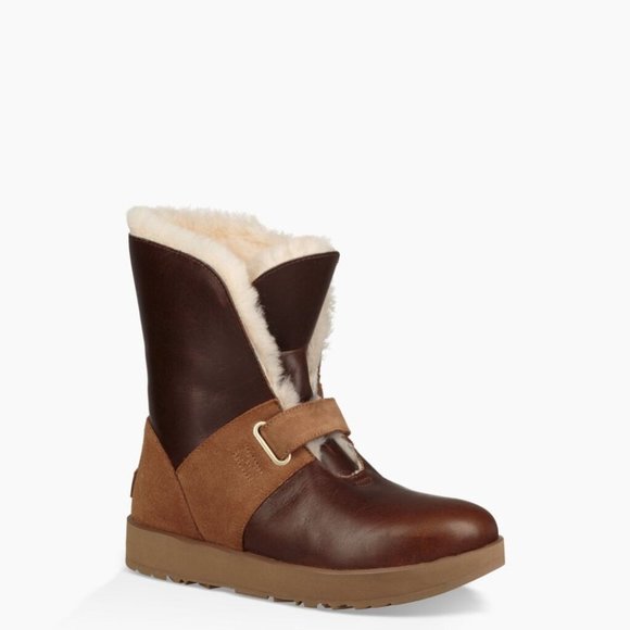 UGG Shoes - NWT UGG Isley Waterproof Brown Leather Boot Size 9